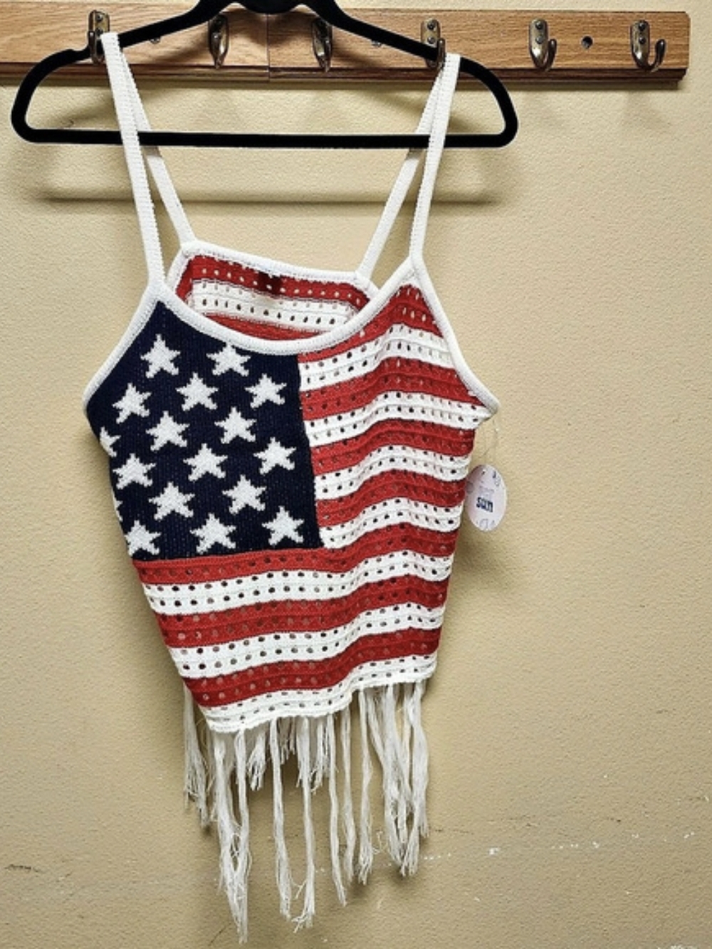 LFT Sun American Flag Fringe Crop Top Size 3X NWT